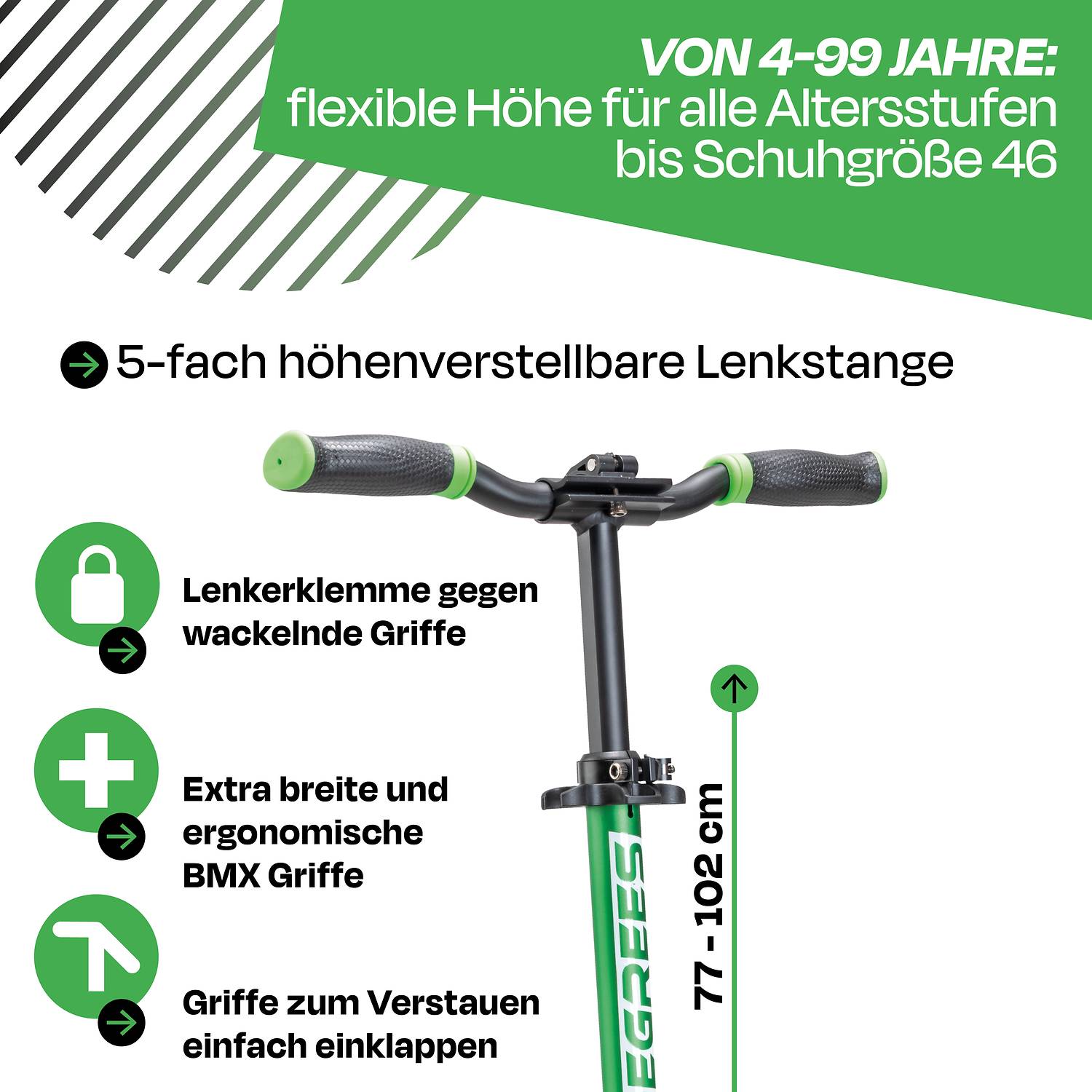 SIX DEGREES Aluminium Scooter 205 mm hellgrün