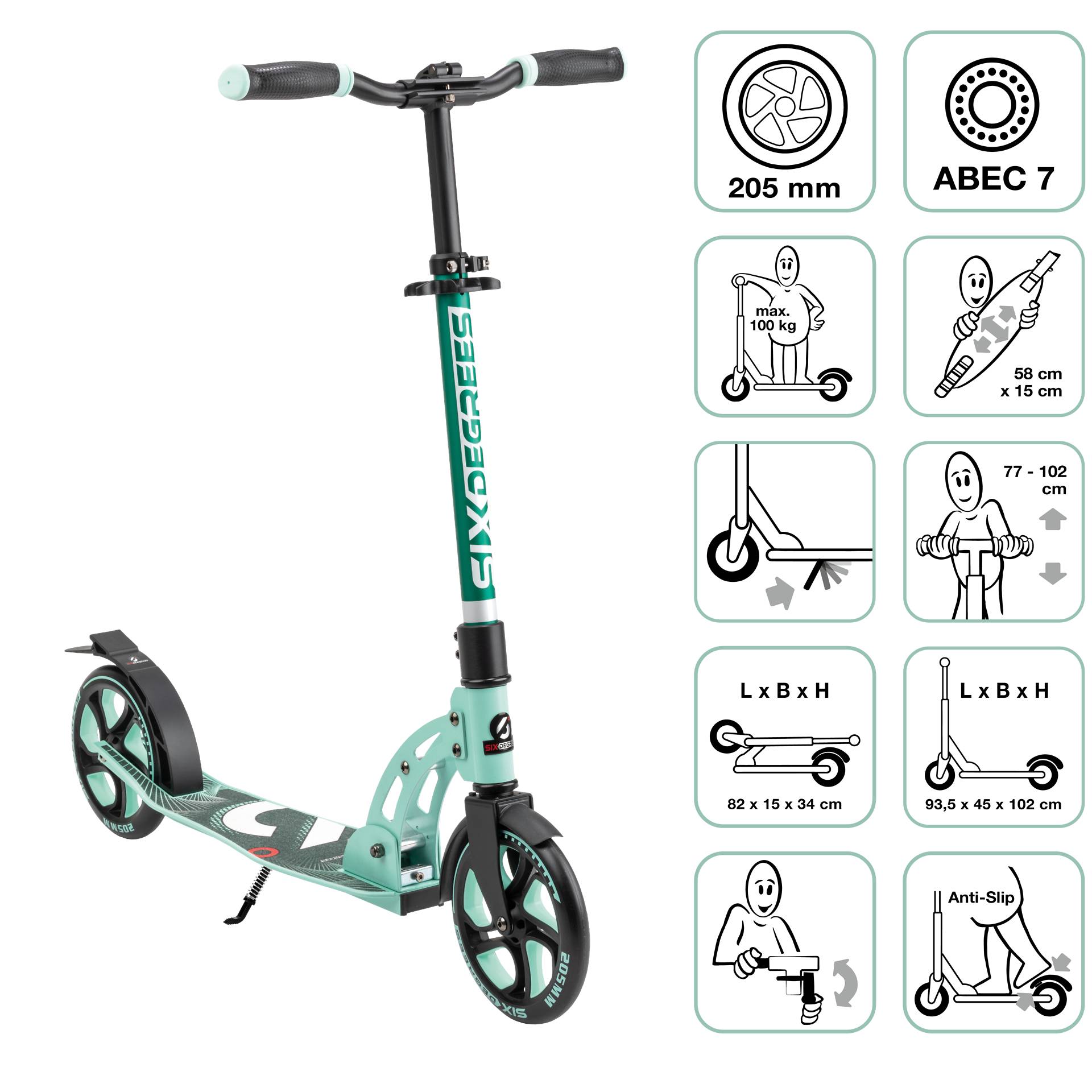 SIX DEGREES Aluminium Scooter 205 mm mint