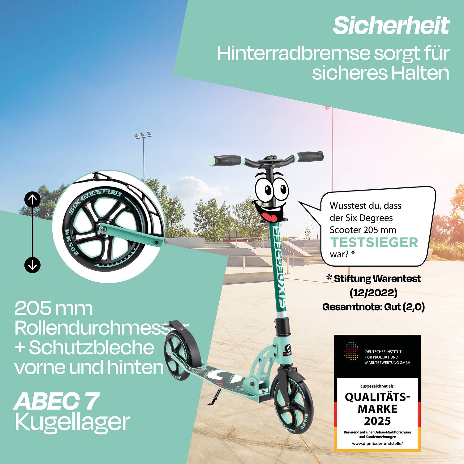 SIX DEGREES Aluminium Scooter 205 mm mint