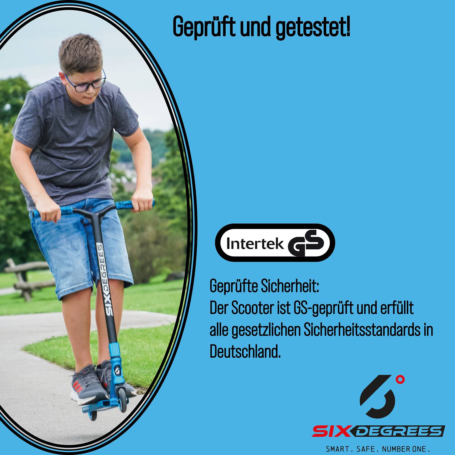 SIX DEGREES Stuntscooter 100 mm blau