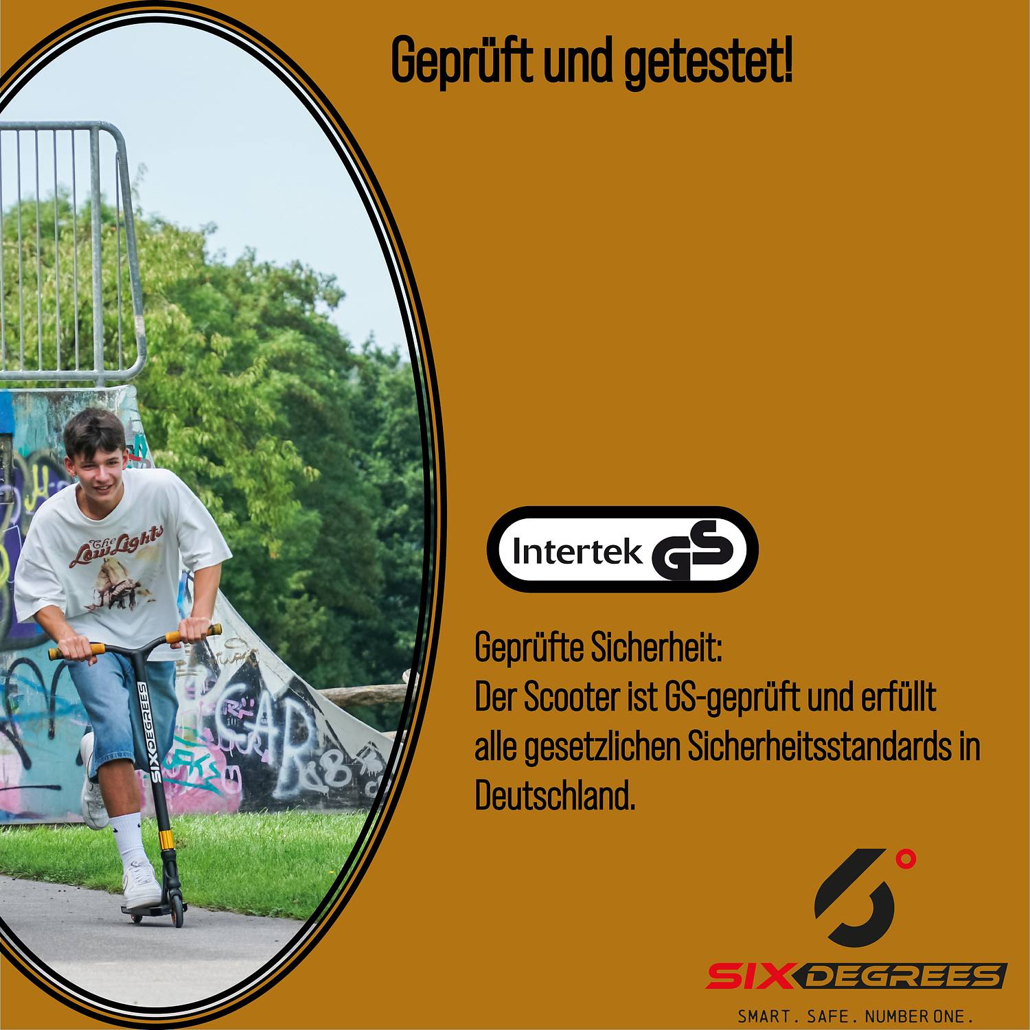 SIX DEGREES Stuntscooter 100 mm schwarz-kupferbraun
