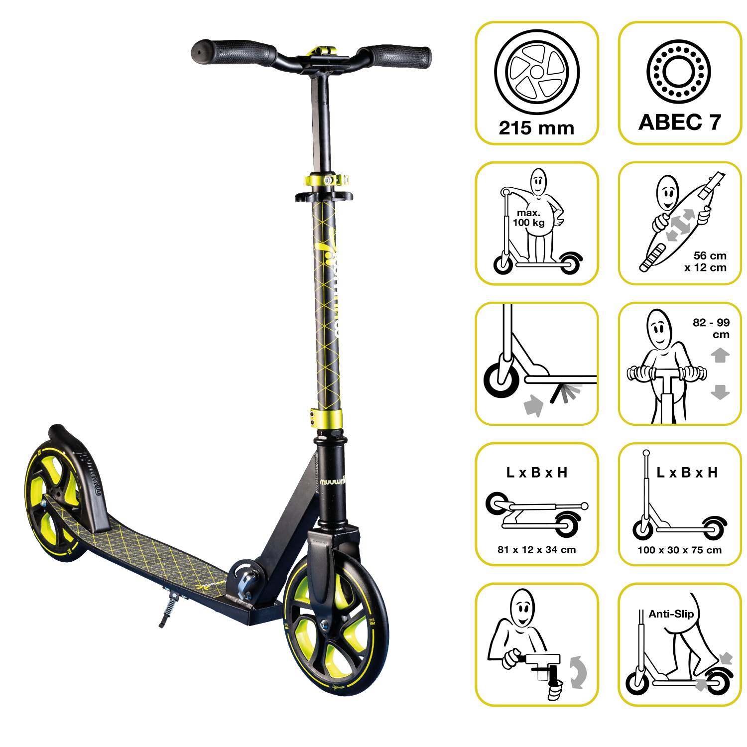 muuwmi Aluminium Scooter Pro 215 mm new lime