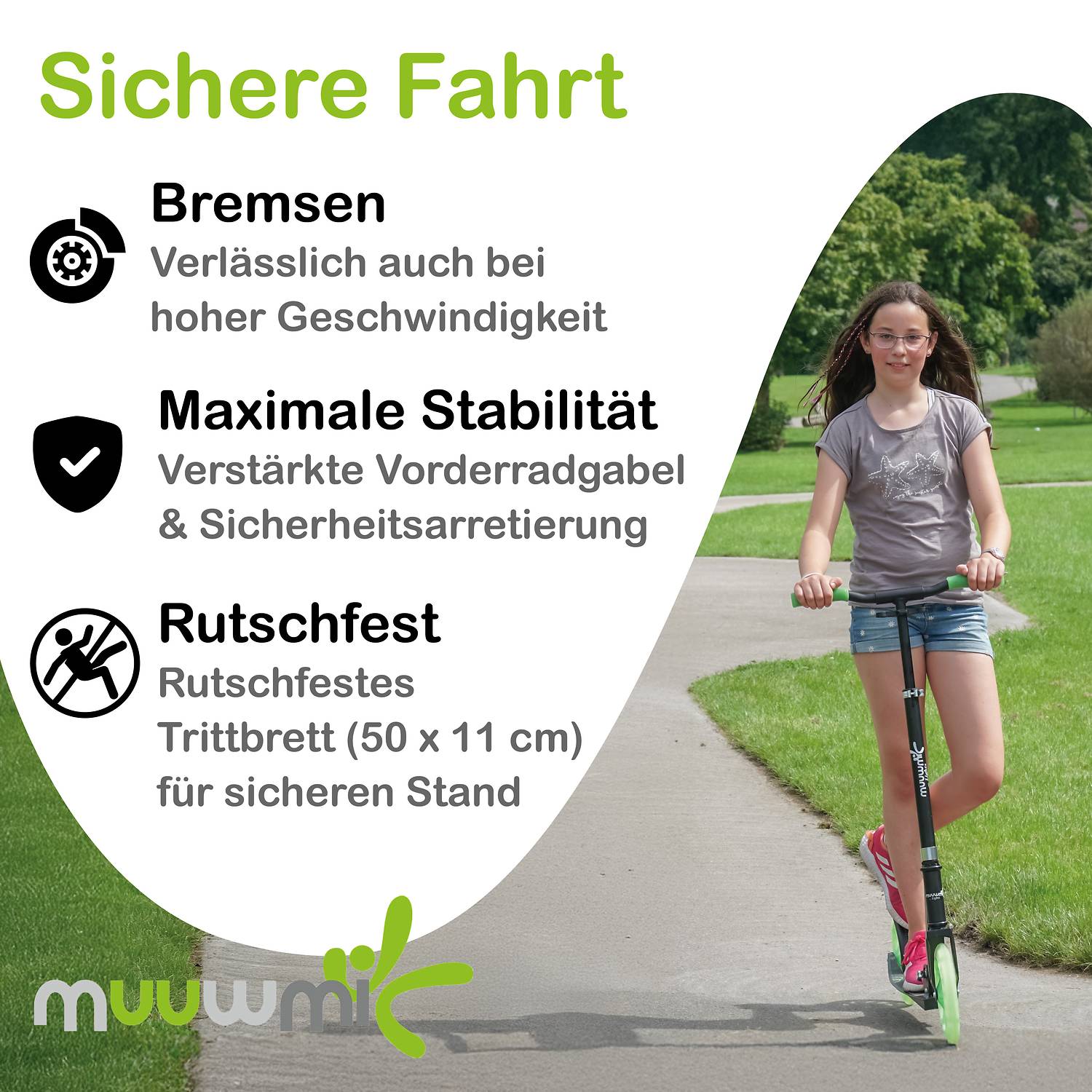 muuwmi Lights Aluminium Scooter GLOW 145 mm, mit Leuchtrollen und Glow-Effekt