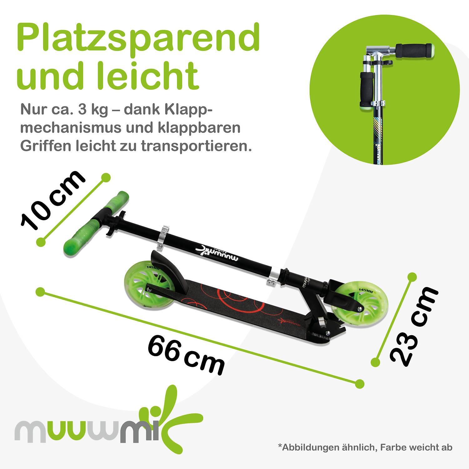 muuwmi Lights Aluminium Scooter GLOW 145 mm, mit Leuchtrollen und Glow-Effekt