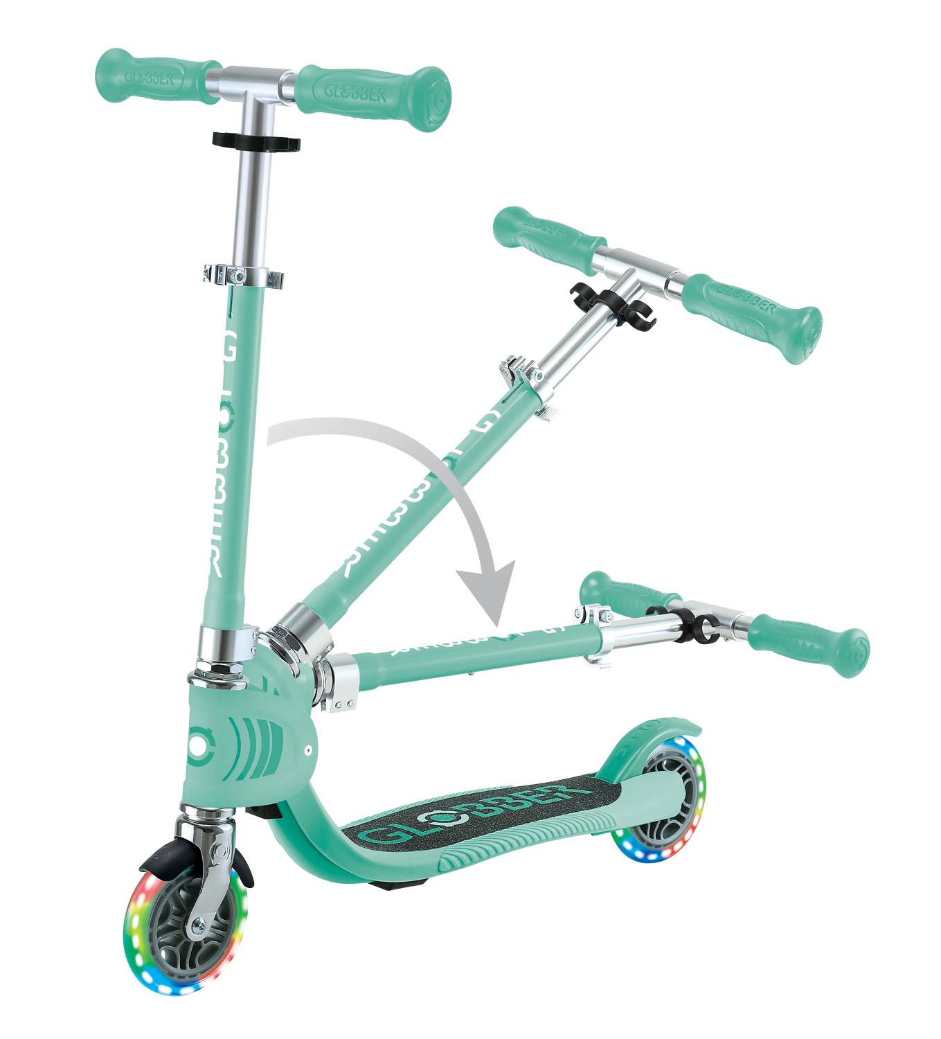 GLOBBER FLOW FOLDABLE JUNIOR LIGHTS mint, mit Leuchtrollen