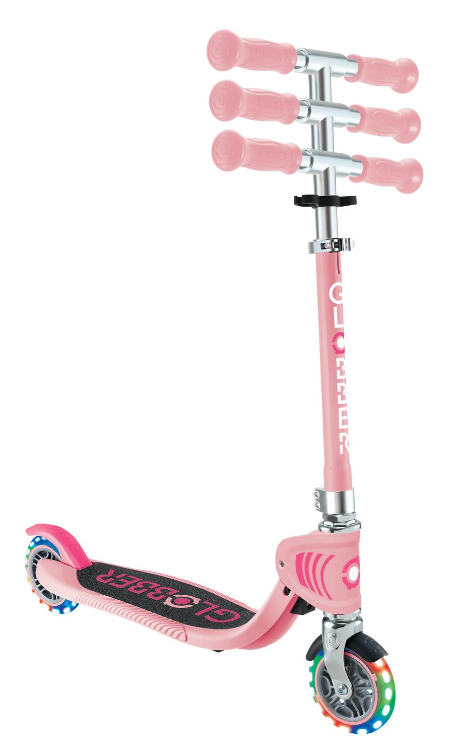 GLOBBER FLOW FOLDABLE JUNIOR LIGHTS pastellrosa, mit Leuchtrollen