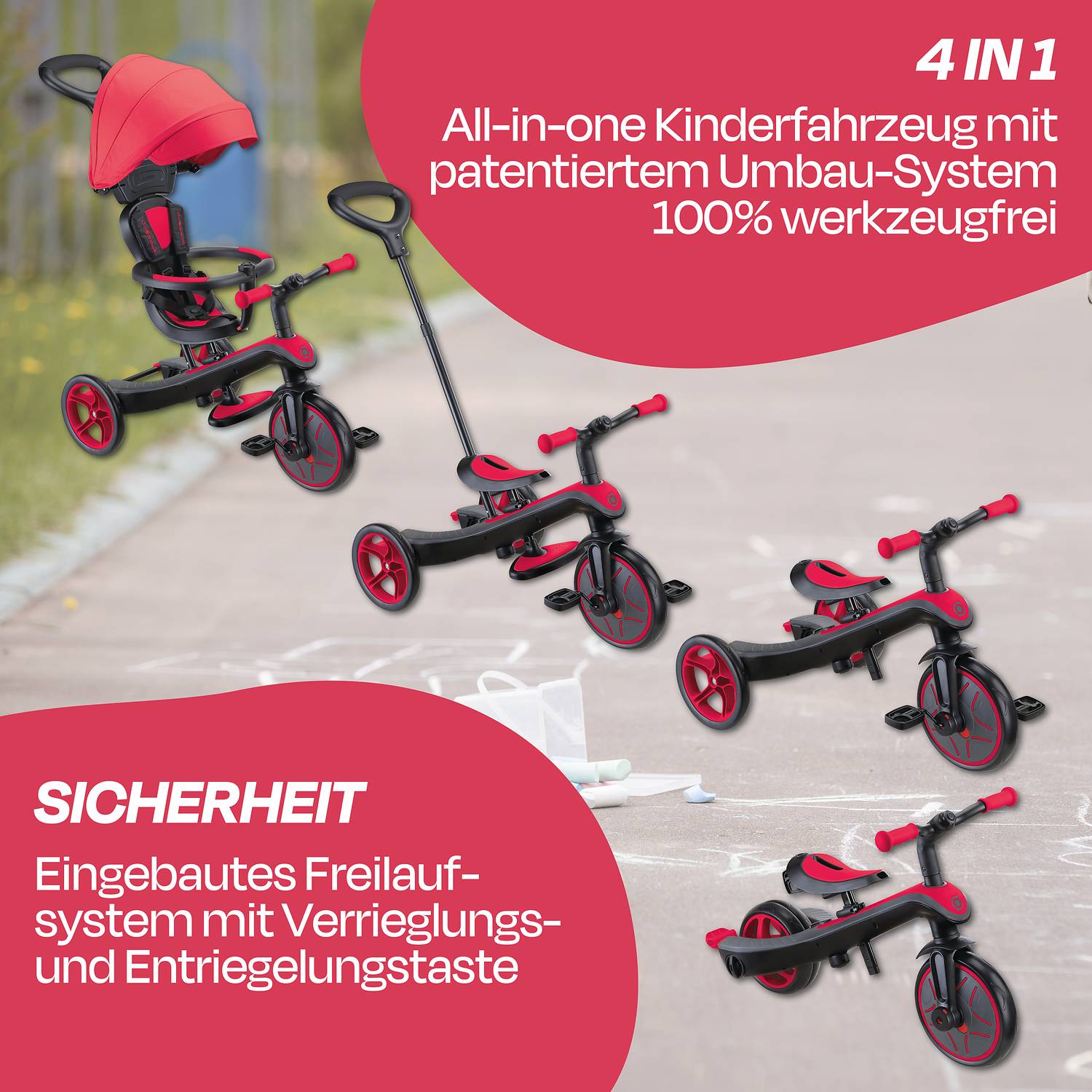 GLOBBER EXPLORER TRIKE 4in1 rot