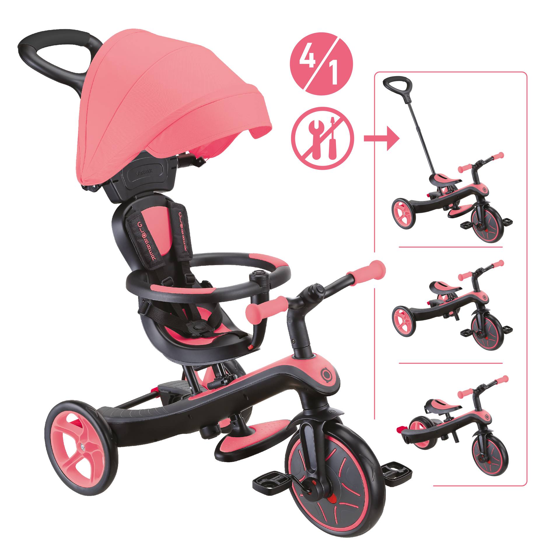 GLOBBER EXPLORER TRIKE 4in1 coral pink