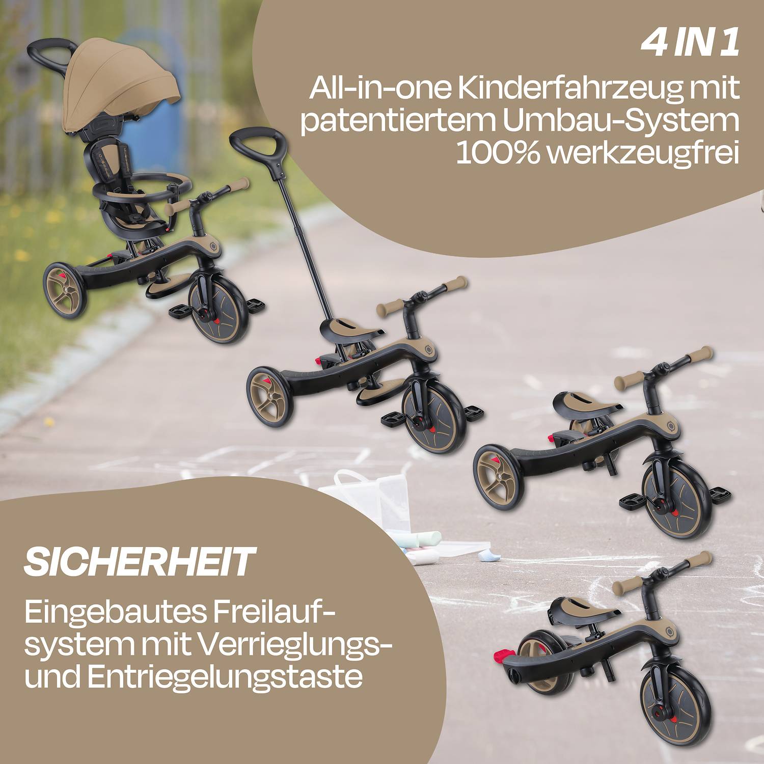 GLOBBER EXPLORER TRIKE 4in1 sand