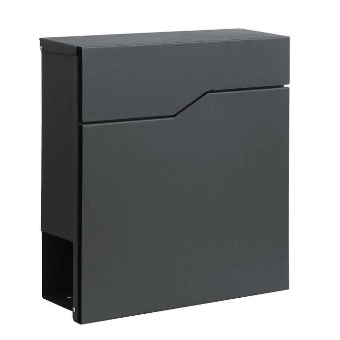 FLOORDIREKT Briefkasten Jean - Stabiler Stahlbriefkasten mit Zeitungsfach & großer Einwurfklappe - Anthrazit