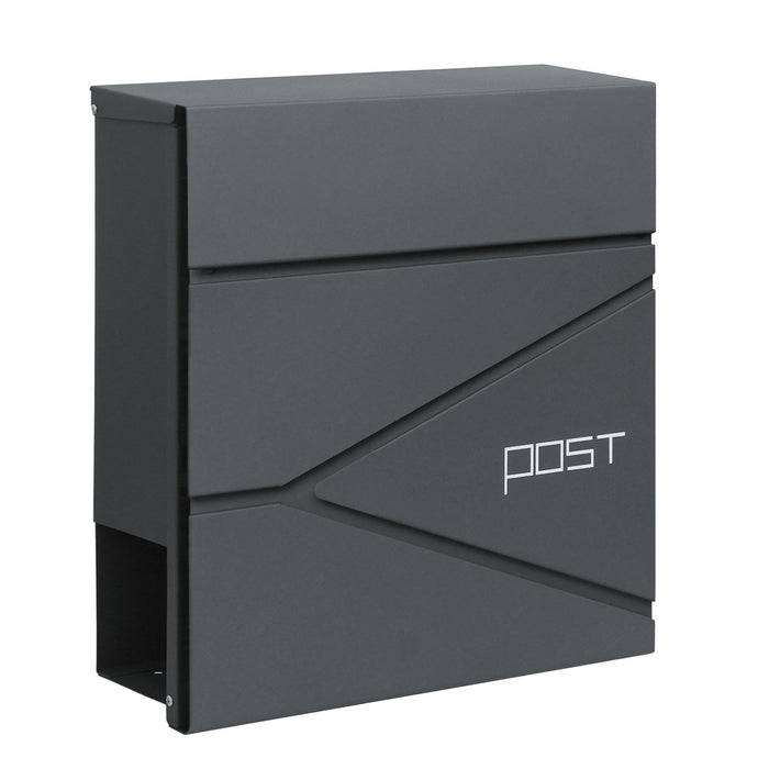 FLOORDIREKT Briefkasten Armand - Stahlbriefkasten mit C4-Einwurf & integriertem Zeitungsfach - Robust & Wetterfest - Anthrazit