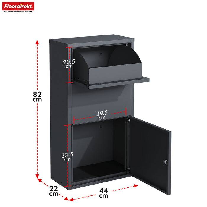 FLOORDIREKT Paketbox Clement - Paketkasten mit Klappsystem - Wetterfest & Abschließbar - Anthrazit