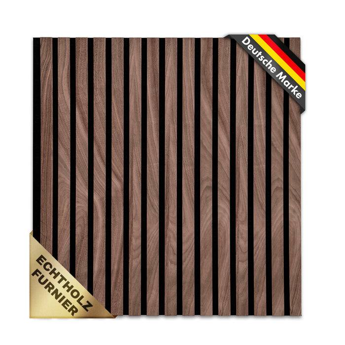 FLOORDIREKT Akustikpaneel in Holzoptik - Ermöglicht eine angenehme Raumakustik - In verschiedenen Farben erhältlich - Black Walnut - 118 x 60 cm