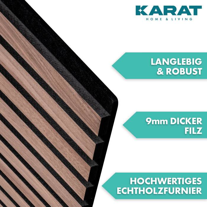 FLOORDIREKT Akustikpaneel in Holzoptik - Ermöglicht eine angenehme Raumakustik - In verschiedenen Farben erhältlich - Black Walnut - 60 x 60 cm