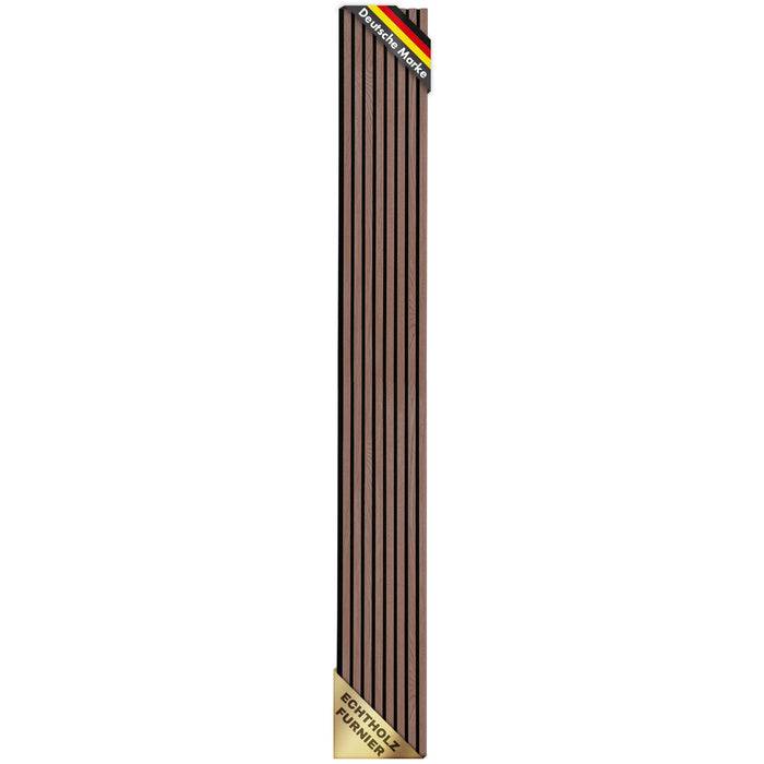 FLOORDIREKT Akustikpaneel in Holzoptik - Ermöglicht eine angenehme Raumakustik - In verschiedenen Farben erhältlich - Black Walnut - 275 x 27 cm