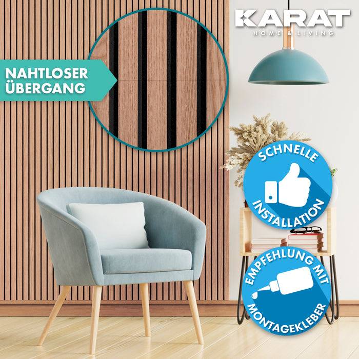 FLOORDIREKT Akustikpaneel in Holzoptik - Ermöglicht eine angenehme Raumakustik - In verschiedenen Farben erhältlich - Red Oak - 60 x 60 cm