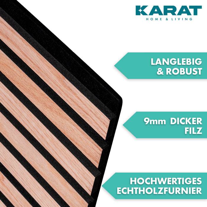 FLOORDIREKT Akustikpaneel in Holzoptik - Ermöglicht eine angenehme Raumakustik - In verschiedenen Farben erhältlich - Red Oak - 60 x 60 cm