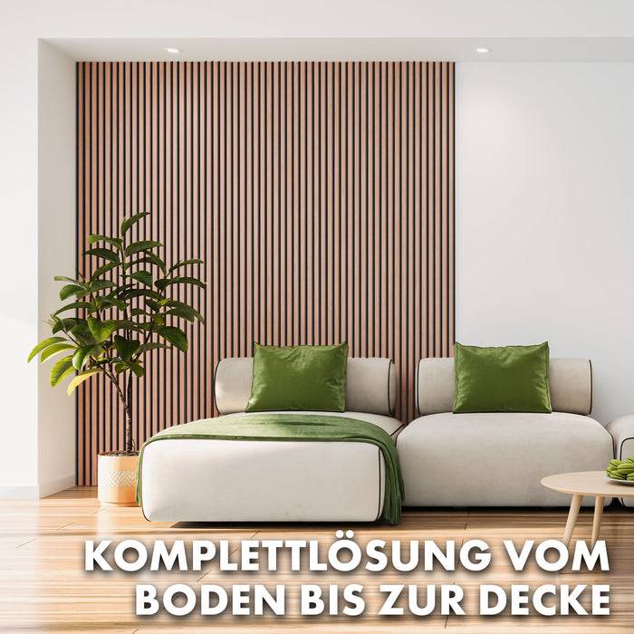FLOORDIREKT Akustikpaneel in Holzoptik - Ermöglicht eine angenehme Raumakustik - In verschiedenen Farben erhältlich - Red Oak - 275 x 27 cm