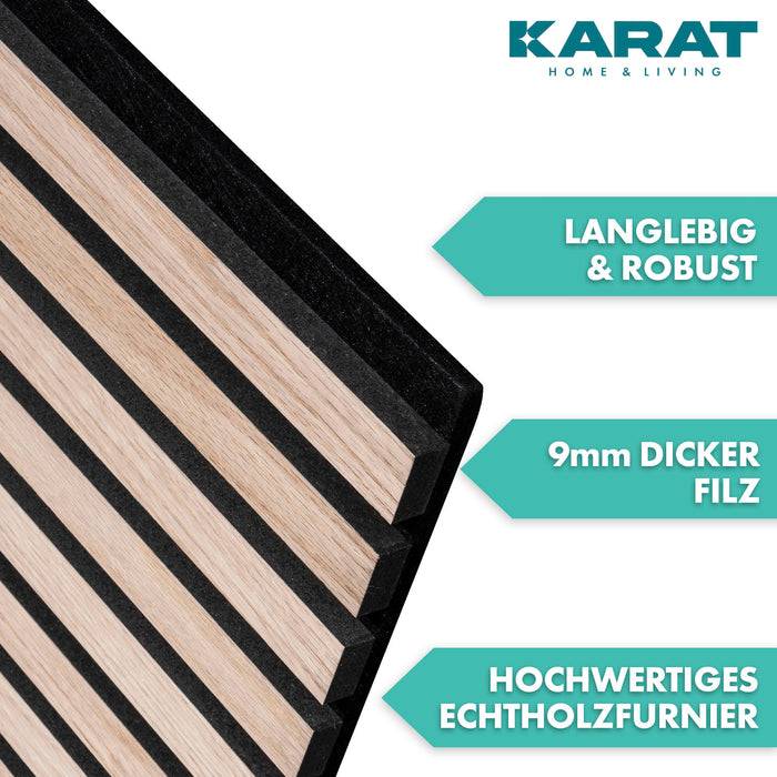 FLOORDIREKT Akustikpaneel in Holzoptik - Ermöglicht eine angenehme Raumakustik - In verschiedenen Farben erhältlich - White Oak - 118 x 60 cm