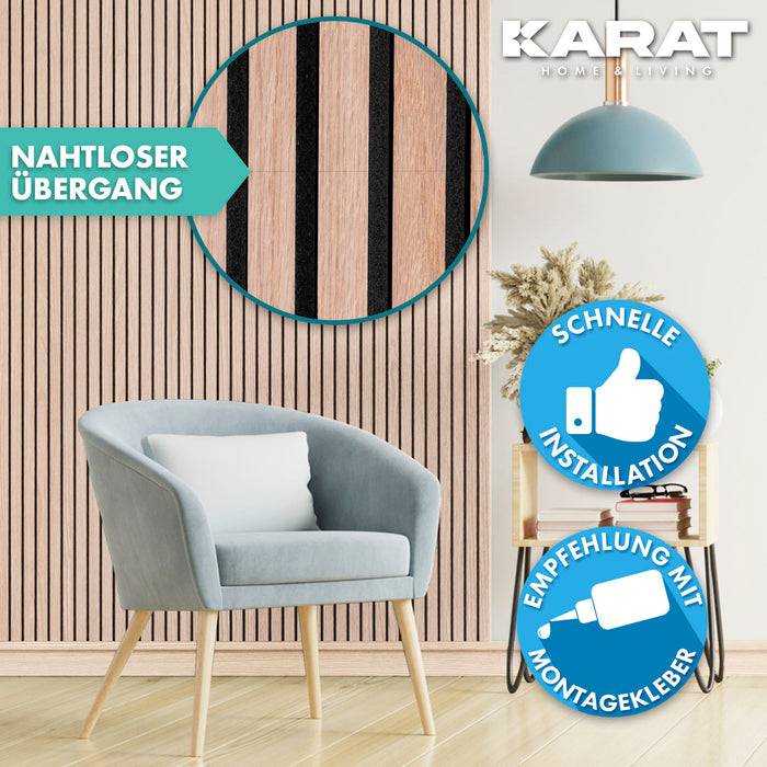 FLOORDIREKT Akustikpaneel in Holzoptik - Ermöglicht eine angenehme Raumakustik - In verschiedenen Farben erhältlich - White Oak - 118 x 60 cm