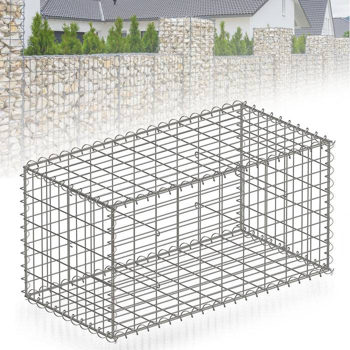 FLOORDIREKT Gabionenkorb Lenox - Verzinkter Stahlkorb - Ideal als Sichtschutz, Trennwand oder Deko - 100 x 50 x 50 cm