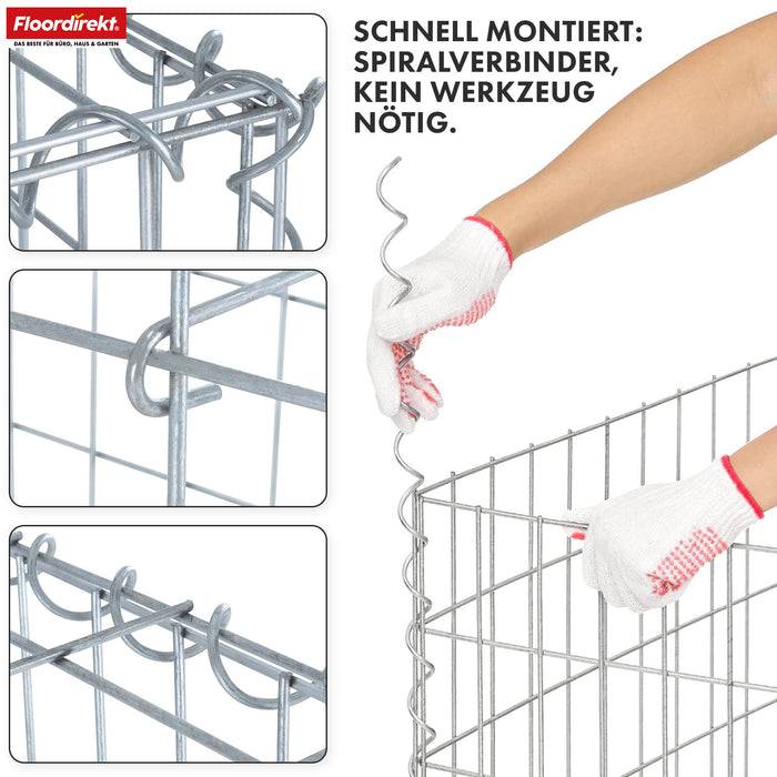 FLOORDIREKT Gabionenkorb Lenox - Verzinkter Stahlkorb - Ideal als Sichtschutz, Trennwand oder Deko - 100 x 50 x 50 cm