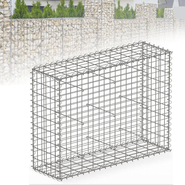 FLOORDIREKT Gabionenkorb Lenox - Verzinkter Stahlkorb - Ideal als Sichtschutz, Trennwand oder Deko - 100 x 90 x 30 cm