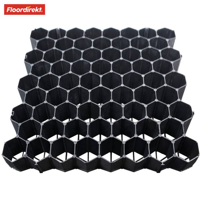 FLOORDIREKT Rasengitter - Paddockplatte für Bodenverstärkung - Strapazierfähiges Material - Schwarz - 50 x 50 cm