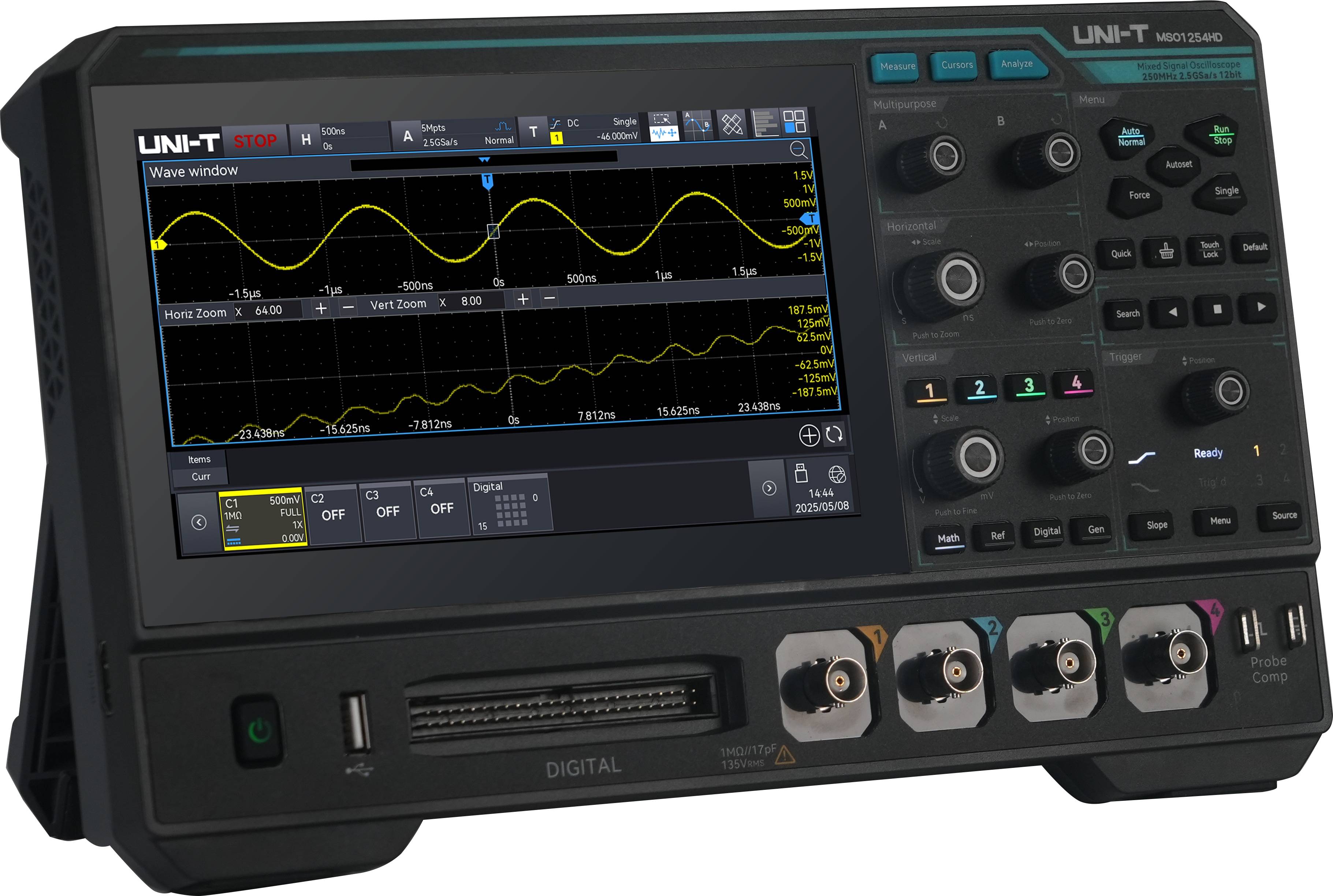 UNI-T Oszilloskop MSO1254HD, 4+16 Kanäle, 2,5 GS/s, 250 MHz