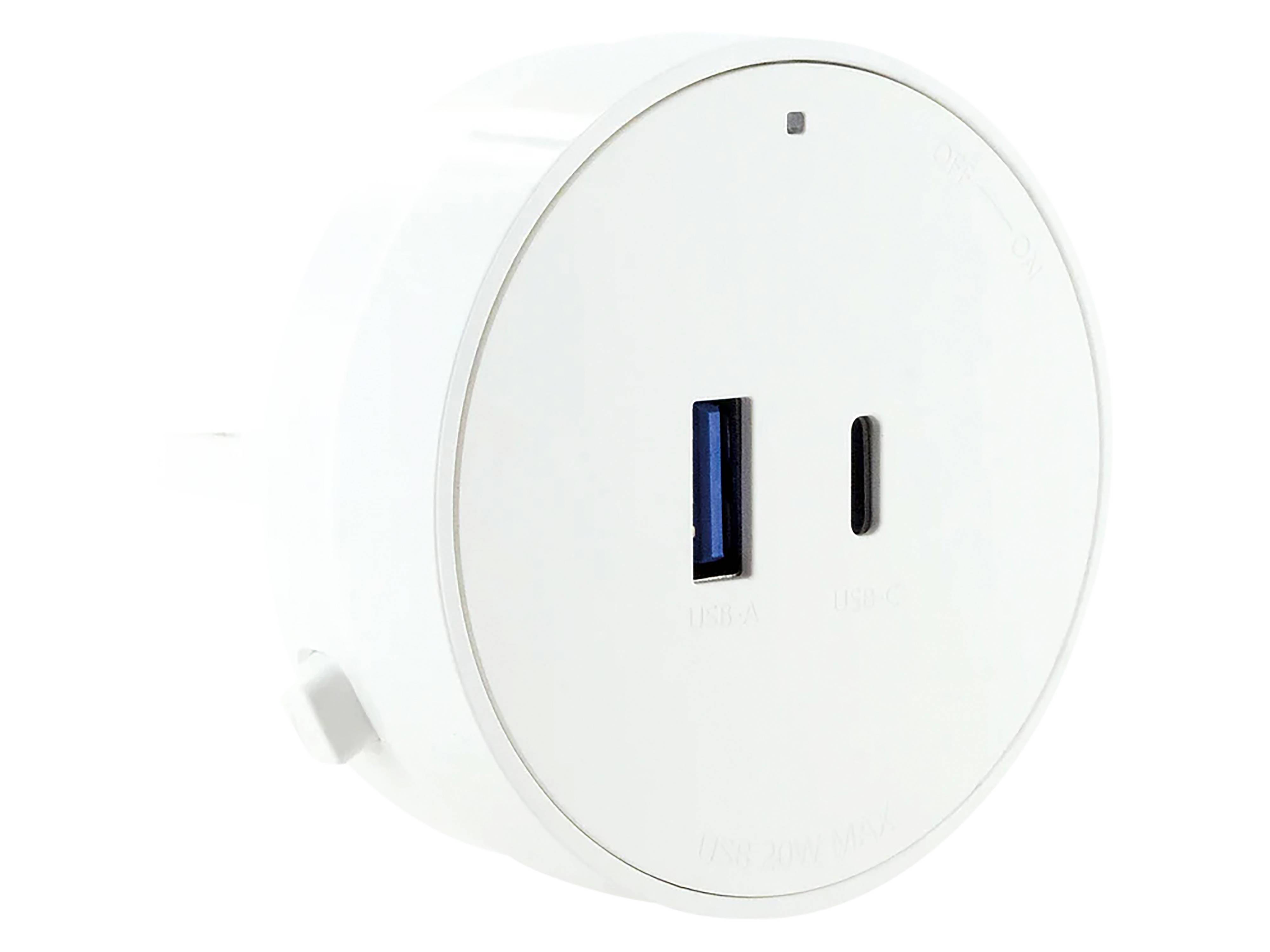 SCHWAIGER Steckdose für Stromschiene, 1x USB-C, 1x USB-A, Ein/Aus, weiß