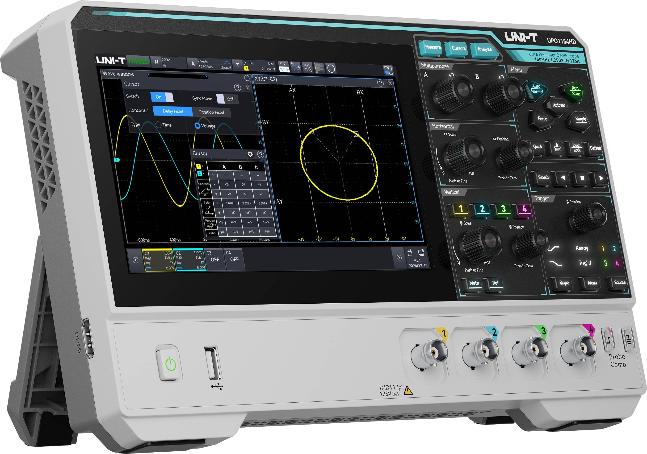 UNI-T Oszilloskop UPO1154HD, 4 Kanäle, 1,25 GS/s, 150 MHz