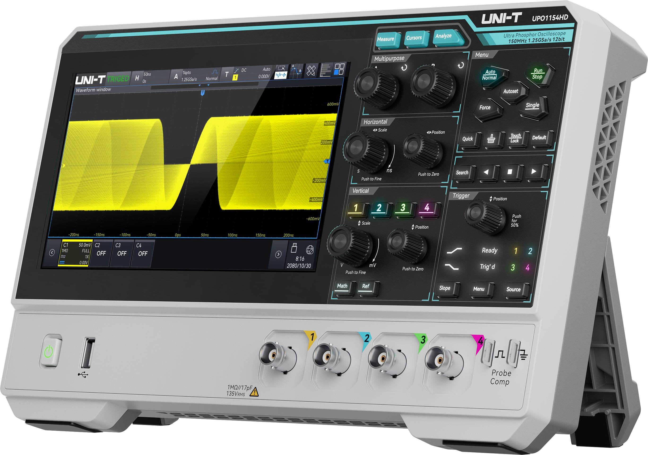 UNI-T Oszilloskop UPO1154HD, 4 Kanäle, 1,25 GS/s, 150 MHz