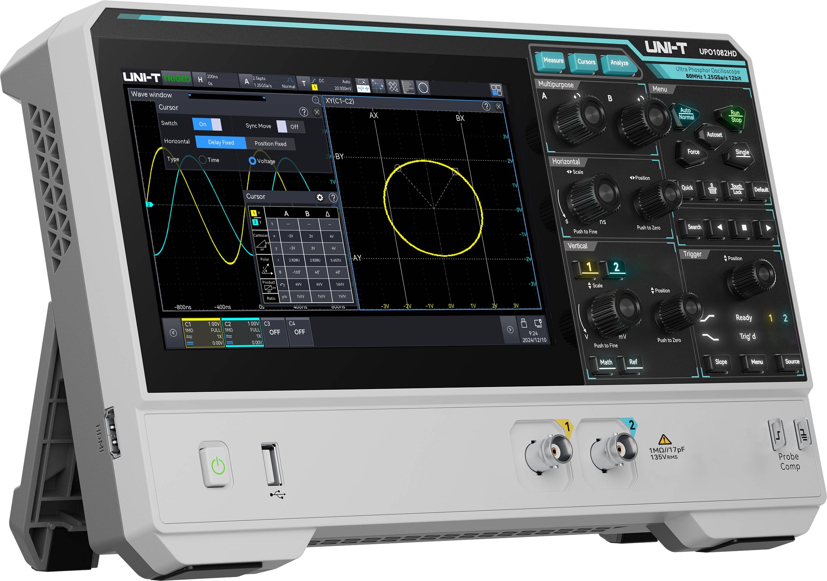 UNI-T Oszilloskop UPO1082HD, 2 Kanäle, 1,25 GS/s, 80 MHz