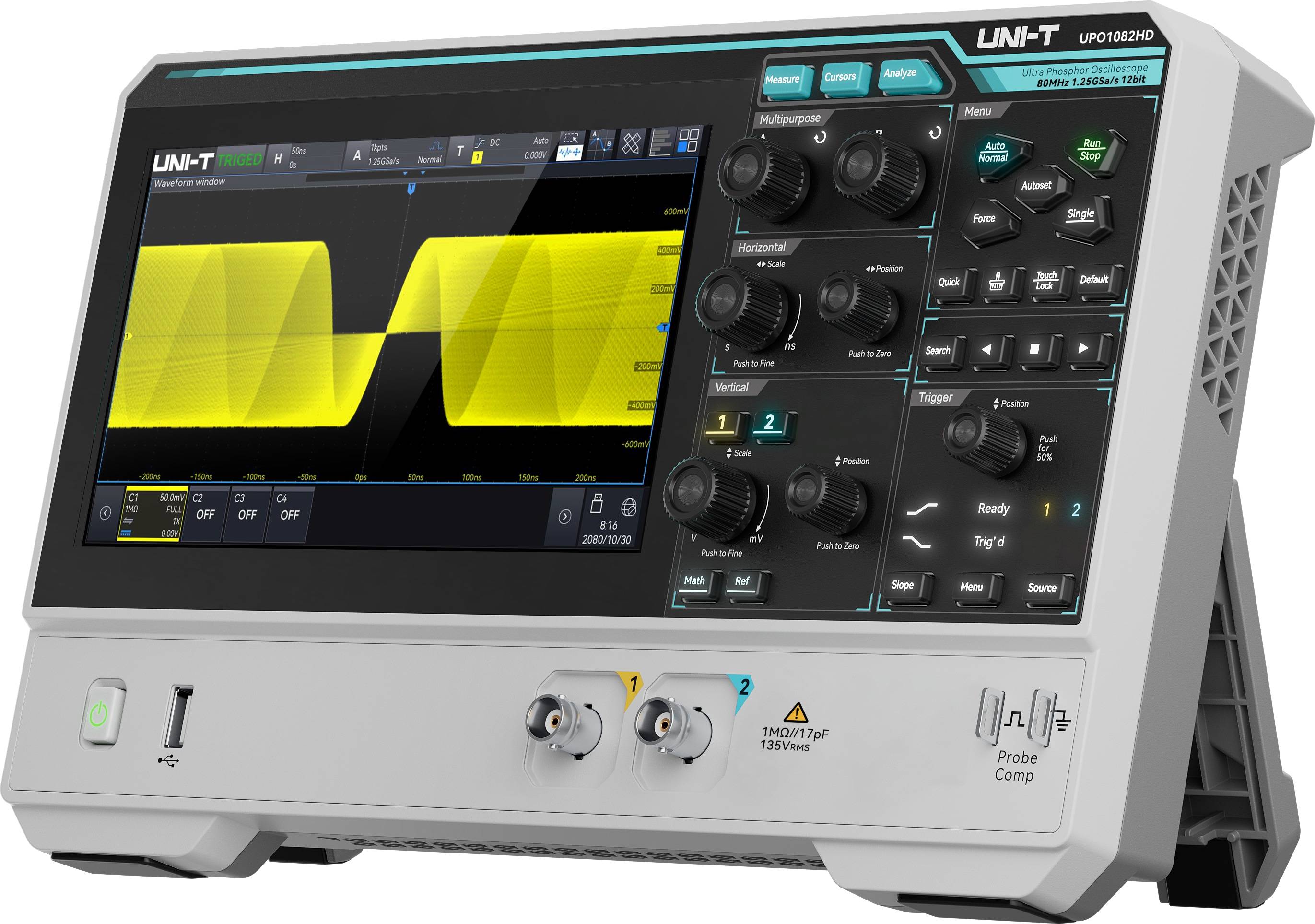 UNI-T Oszilloskop UPO1082HD, 2 Kanäle, 1,25 GS/s, 80 MHz