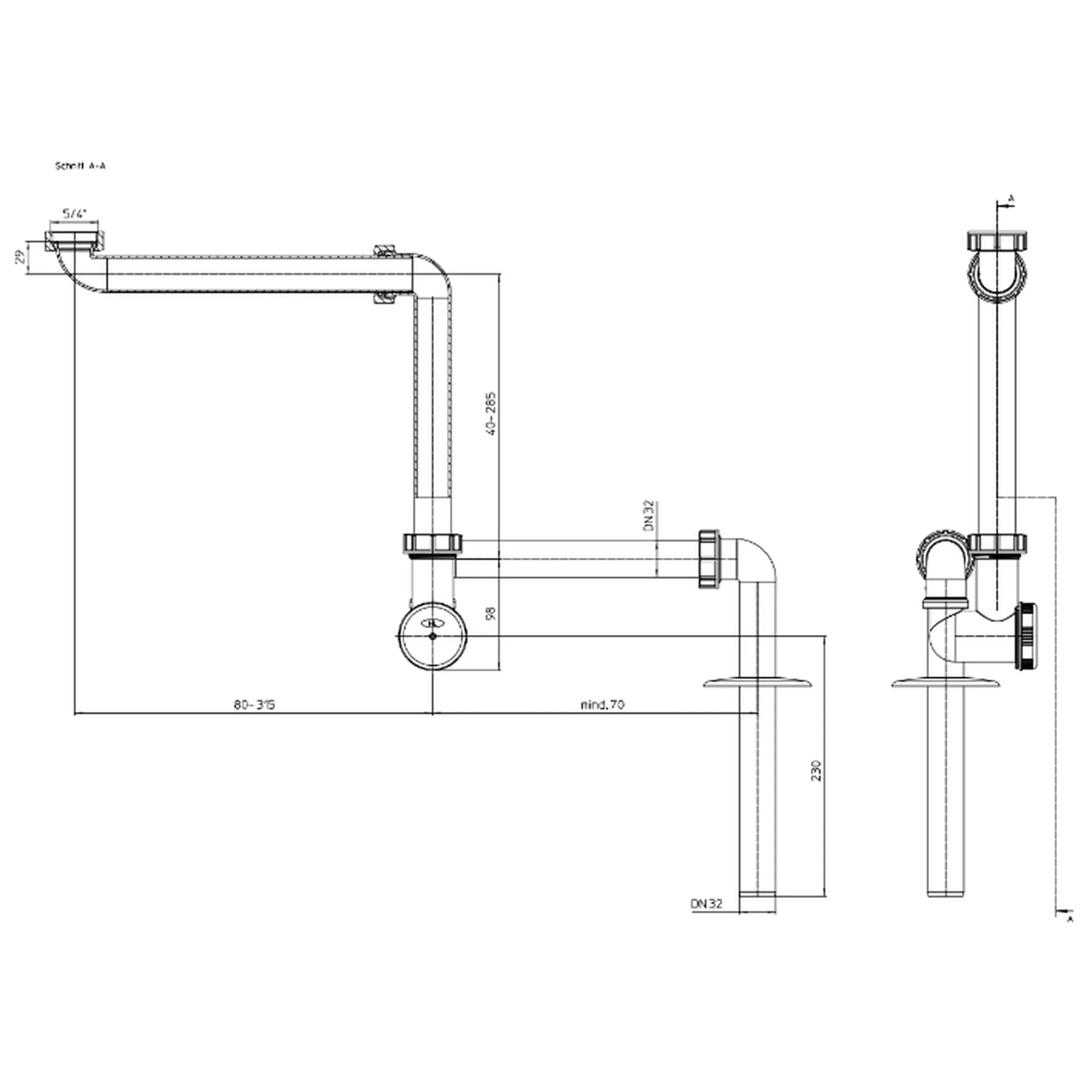 HL Hutterer & Lechner HL137N.1/30 - Waschtisch-Raumsparsiphon DN32x5/4" Abgang senkrecht, 1 Stk.