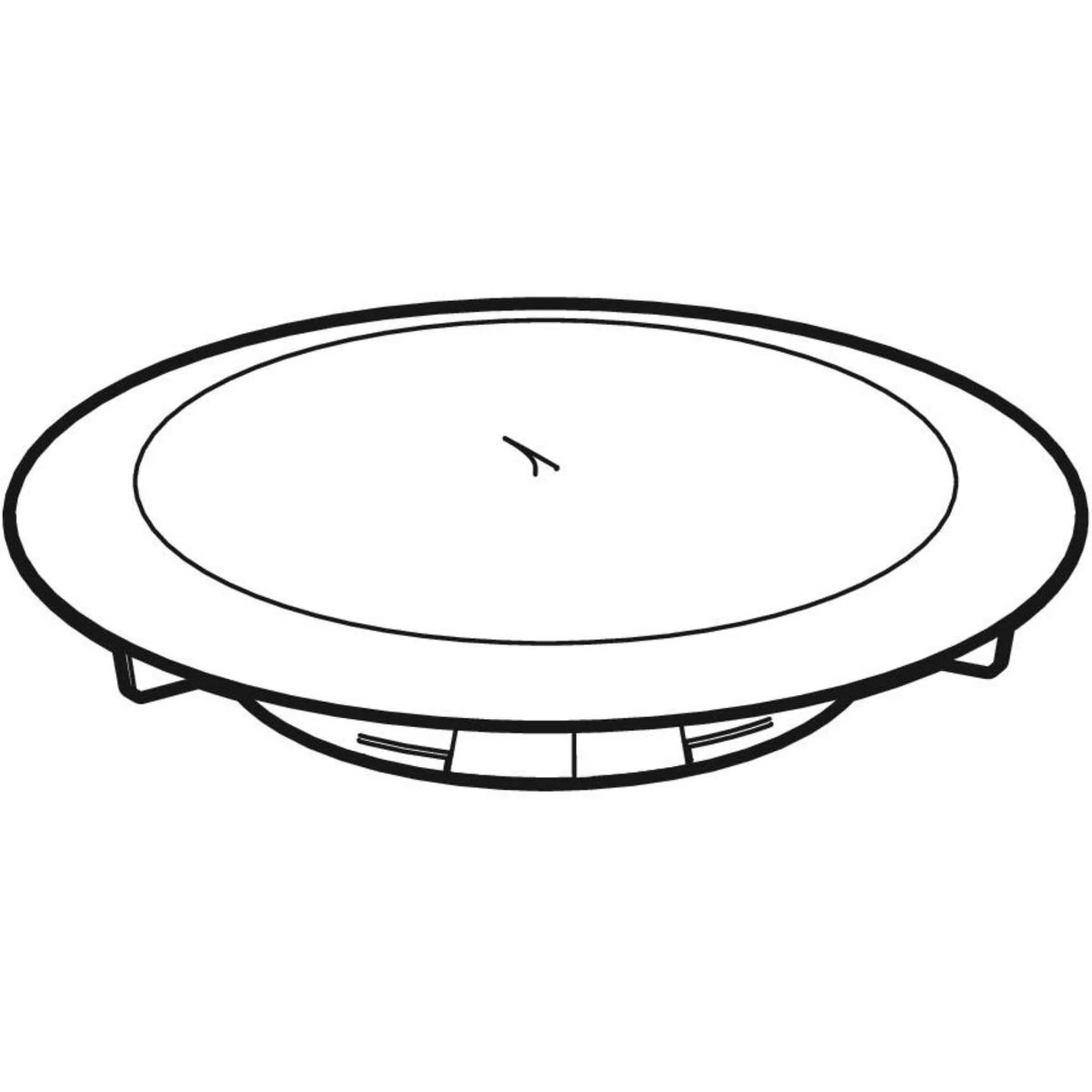Linienzeichnung eines runden elektronischen Geräts mit flacher Oberseite und vertiefter Unterseite, von oben in leicht angewähltem Winkel dargestellt.
