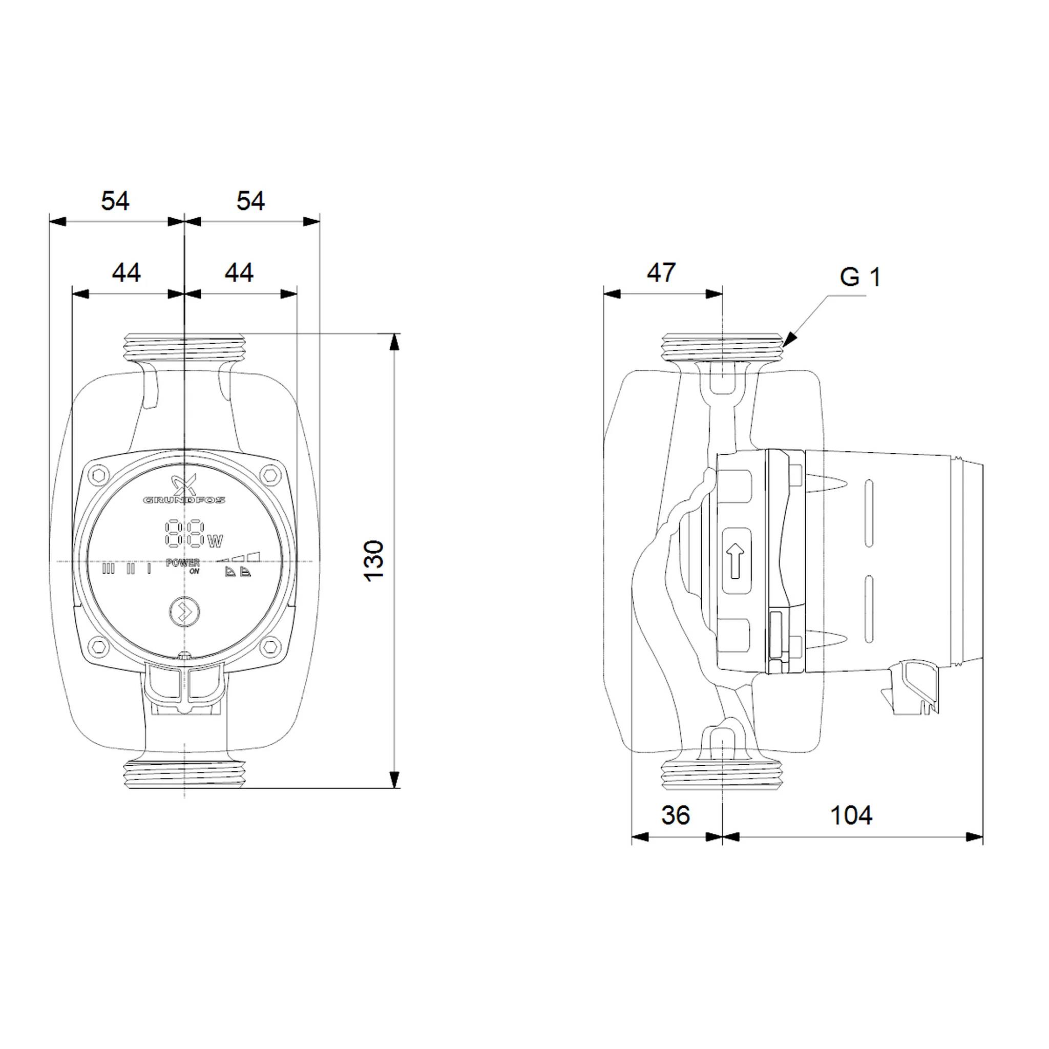 Grundfos Hocheffizienz Umwälzpumpe ALPHA1 25-40 130mm 1x230V G1_1/2 DACH, 1 Stk.