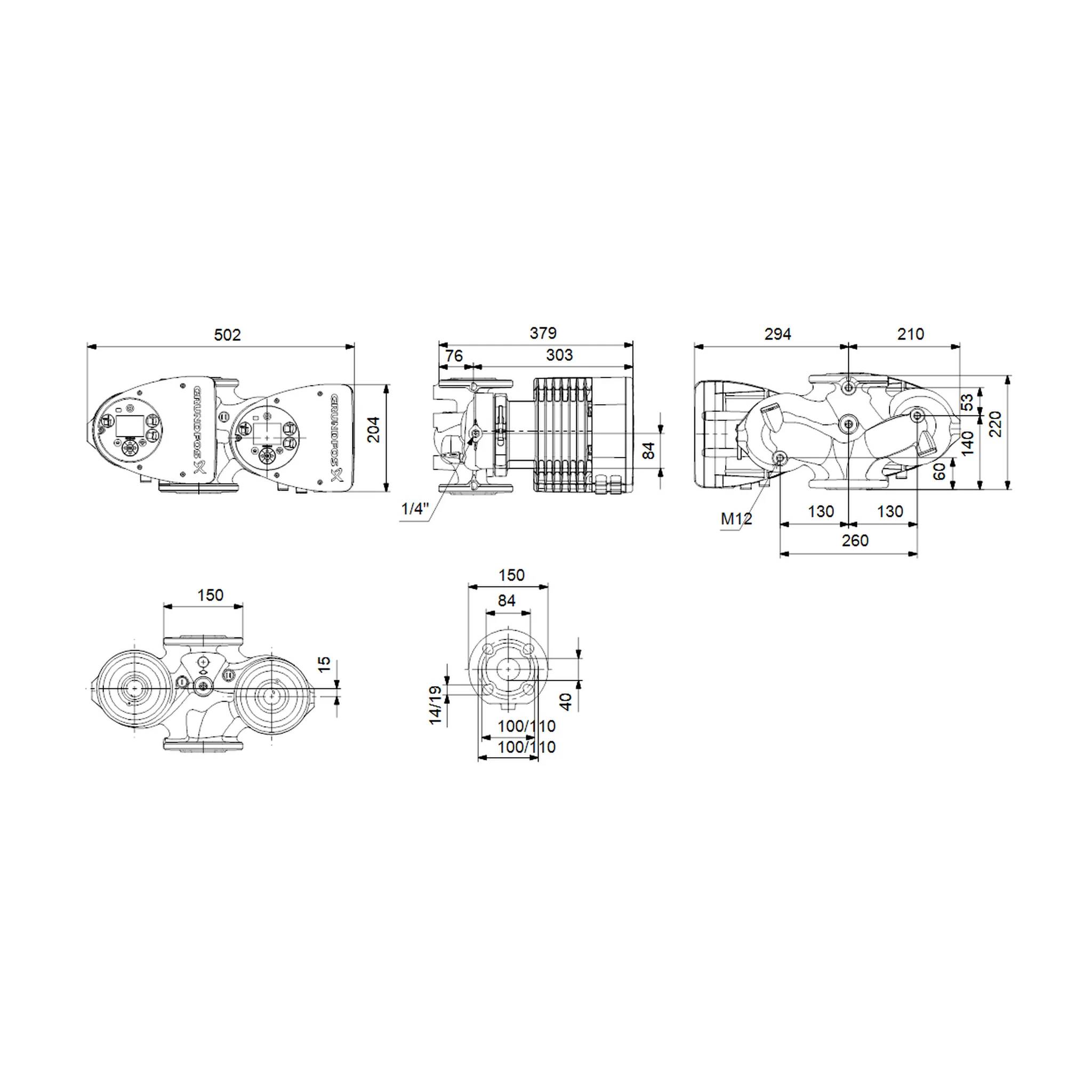 Grundfos Flanschpumpe MAGNA3 D 50-120 F 280 1x230V PN6/10 Nr.97924479, 1 Stk.