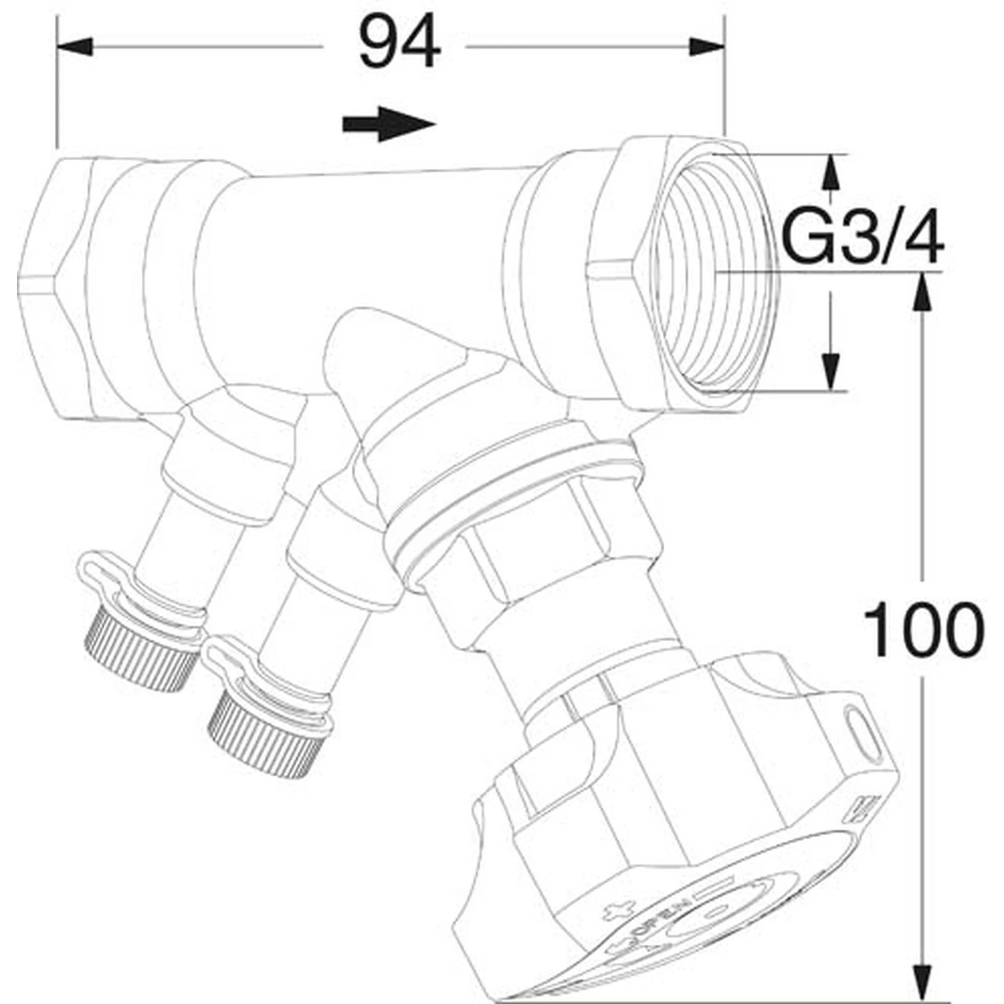 IMI Heimeier STAD Einregulierungsventil 3/4 Zoll ohne Entleeradapter, 52851020, 1 Stk.