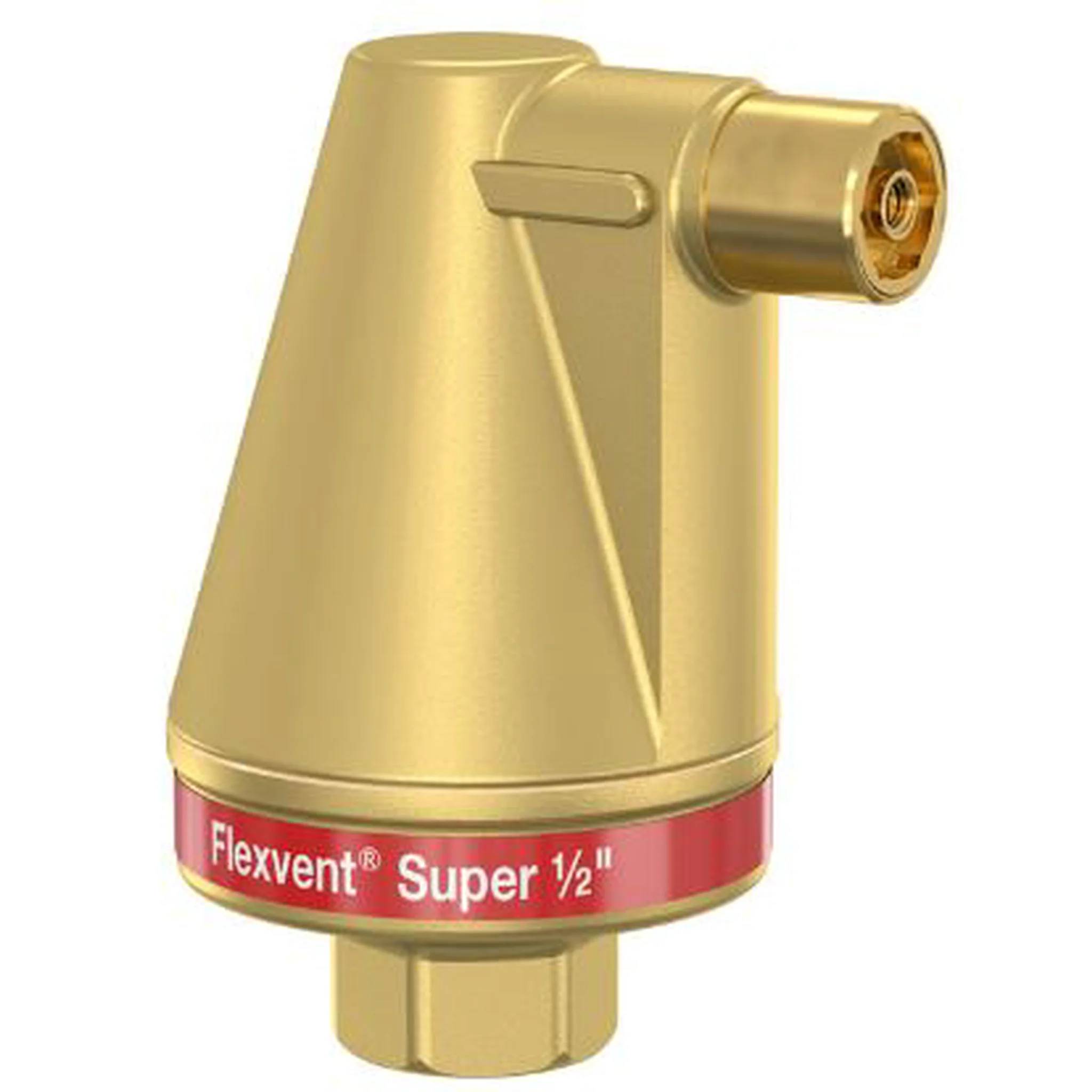 Gold-farbige zylindrische Ventil- oder Lüftungsarmatur mit der Bezeichnung „Flexvent Super 1/2