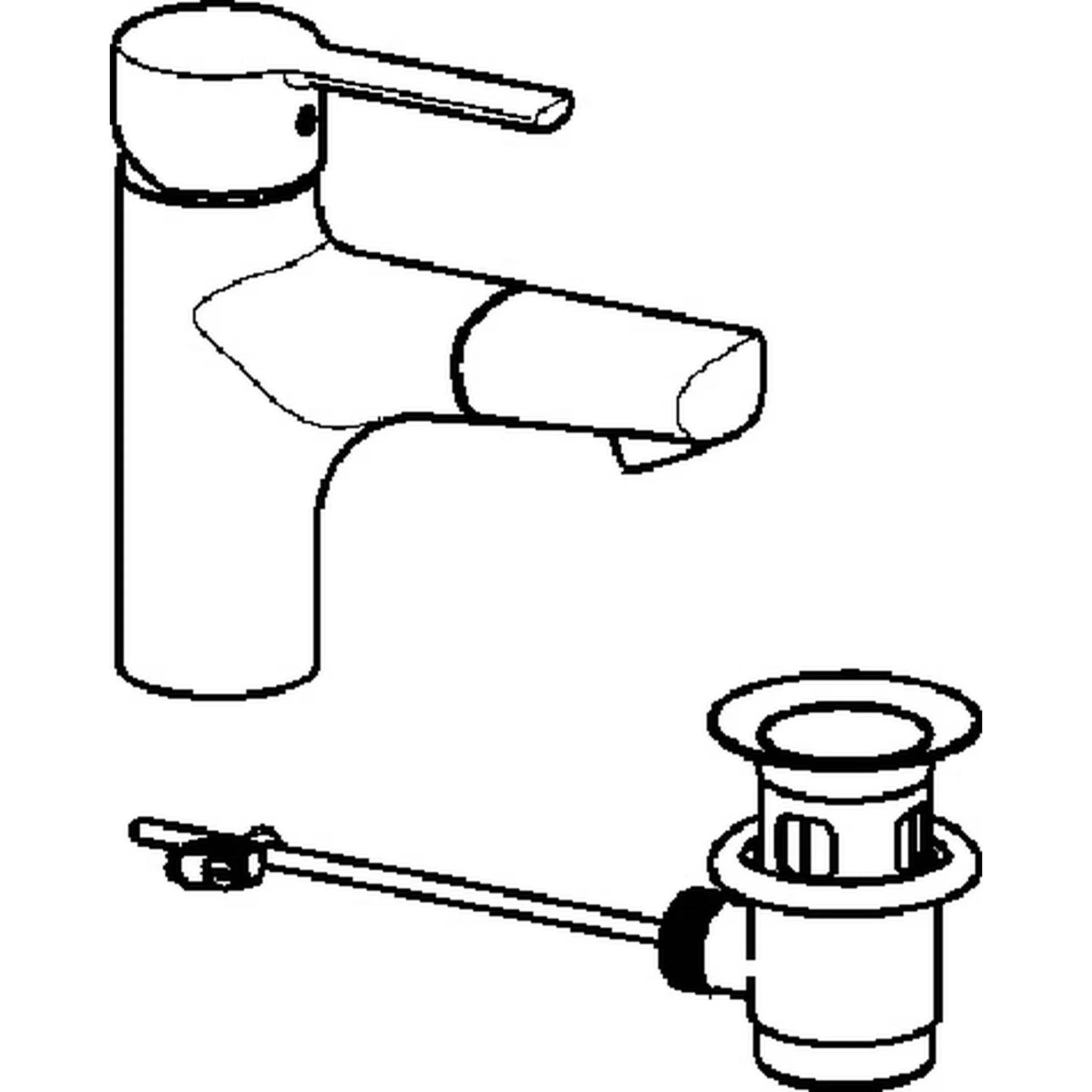 Hansa Einhebelmischer Waschtisch, HANSARONDA 0301, Zugstangenablauf, Kupferrohr, 125 mm Ausladung, DN15, Chrom, 1 Stk.