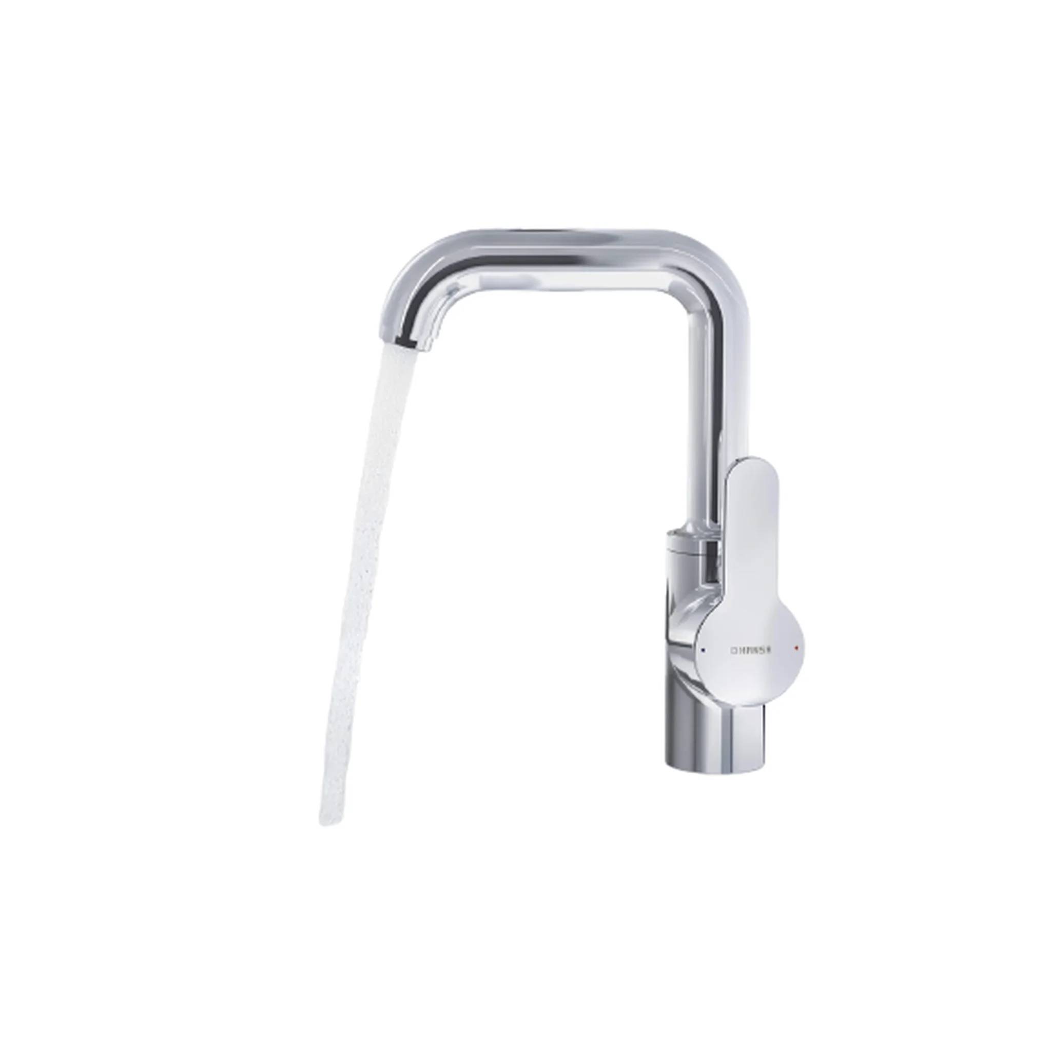Hansa Einhebelmischer Waschtischbatterie, HANSAPRIMO 4954, Zugstangenablaufgarnitur, Ausladung 142 mm, DN15, Chrom, 1 Stk.