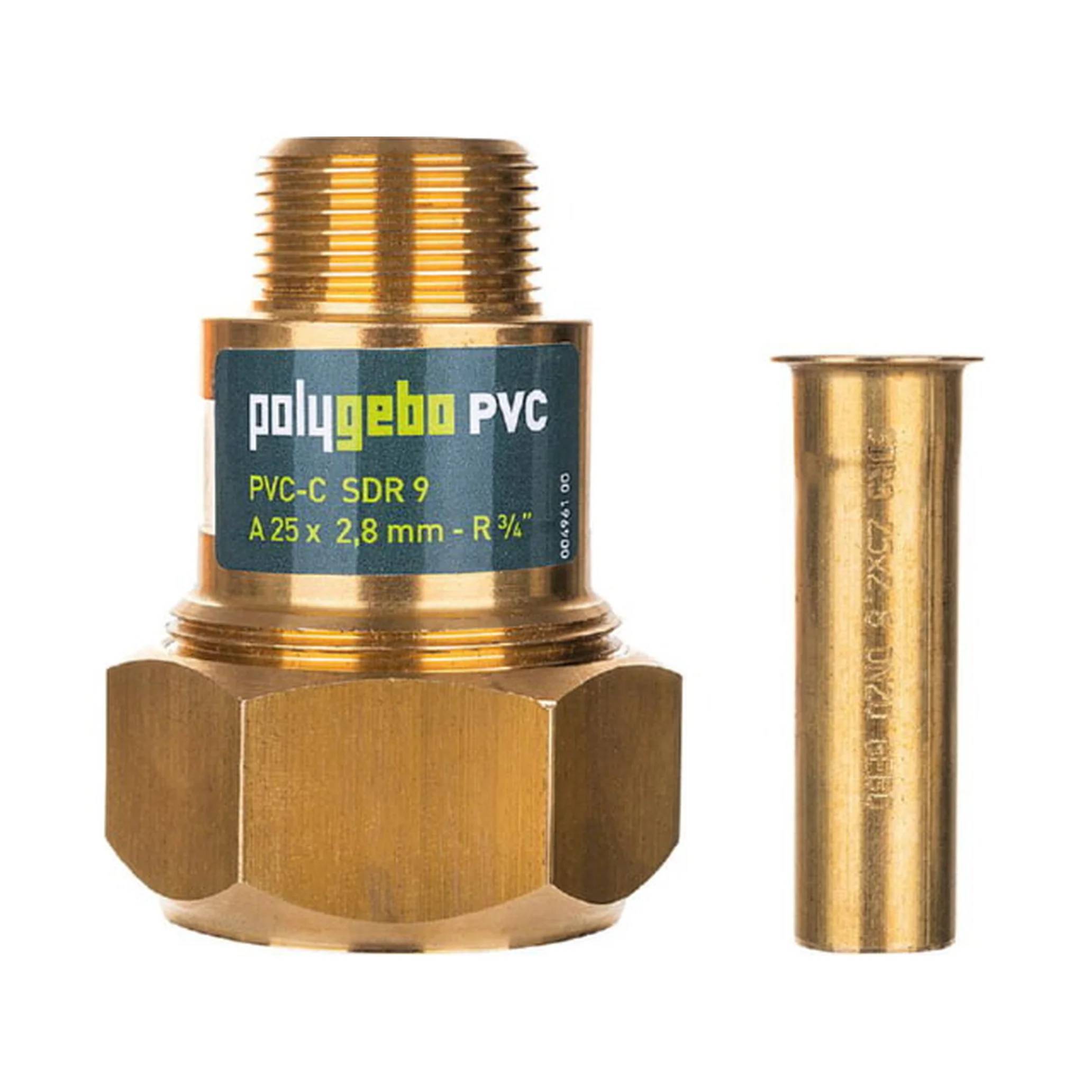 GEBO Armaturen polygebo, Messing KLV, Serie 330, PP, 20x1,9/2,8/3,4mm, R 1/2", PP-R/PP-RCT, 1 Stk.