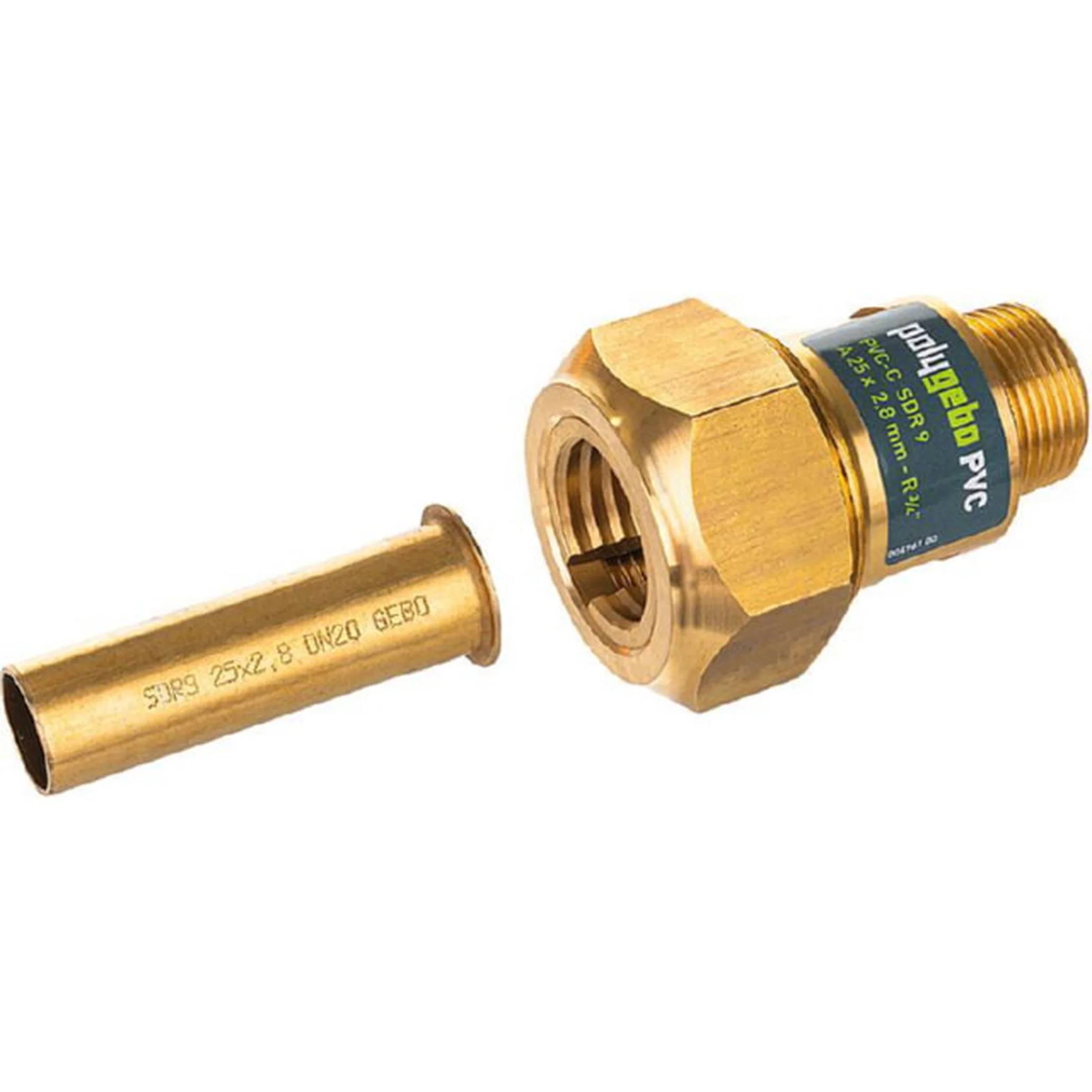 GEBO Armaturen polygebo, Messing KLV, Serie 330, PP, 20x1,9/2,8/3,4mm, R 1/2", PP-R/PP-RCT, 1 Stk.