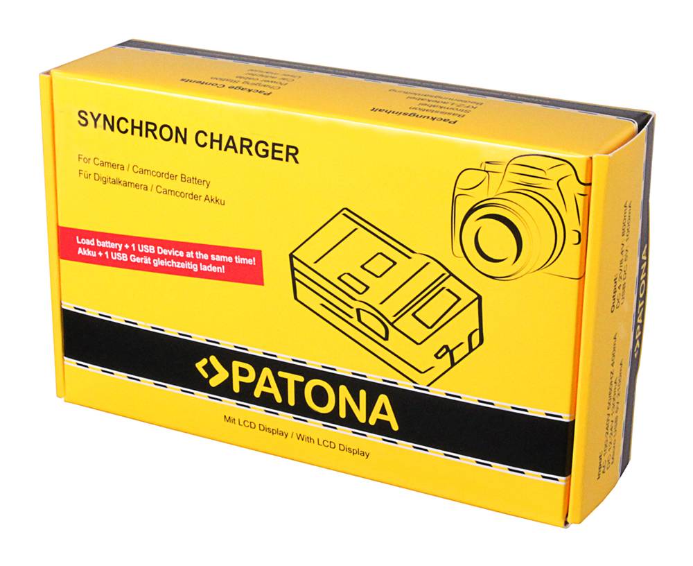 PATONA Synchron USB Ladegerät f. Canon NB4L NB-4L NB5L mit LCD-Display