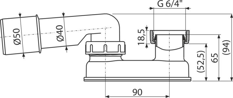 Technische Ingenieurszeichnung einer Rohrverschraubung oder Ventilbaugruppe mit Bemaßungslinien und Maßstäben in Millimetern und Zoll.