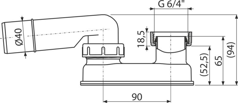 Alcadrain Geruchsverschluss A53-DN40 G 6/4" × DN 40