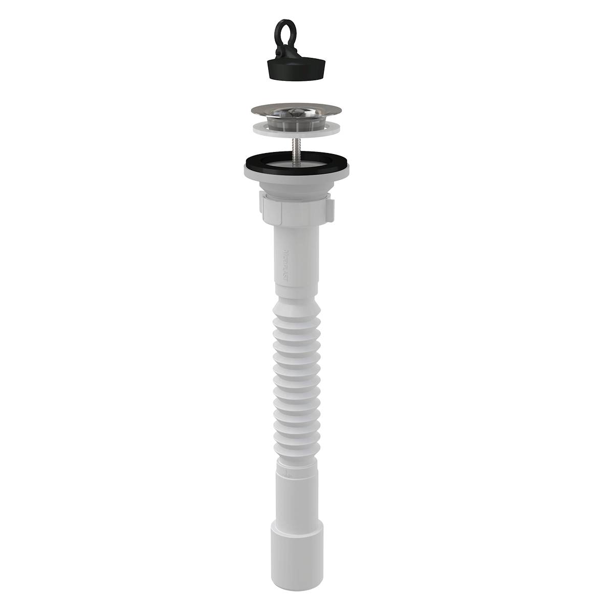 Alcadrain Flexianschluss Kunststoffmutter 5/4"×32/40 + Ablaufventil für die Waschbecken 5/4" mit einem Edelstahlgitter DN63