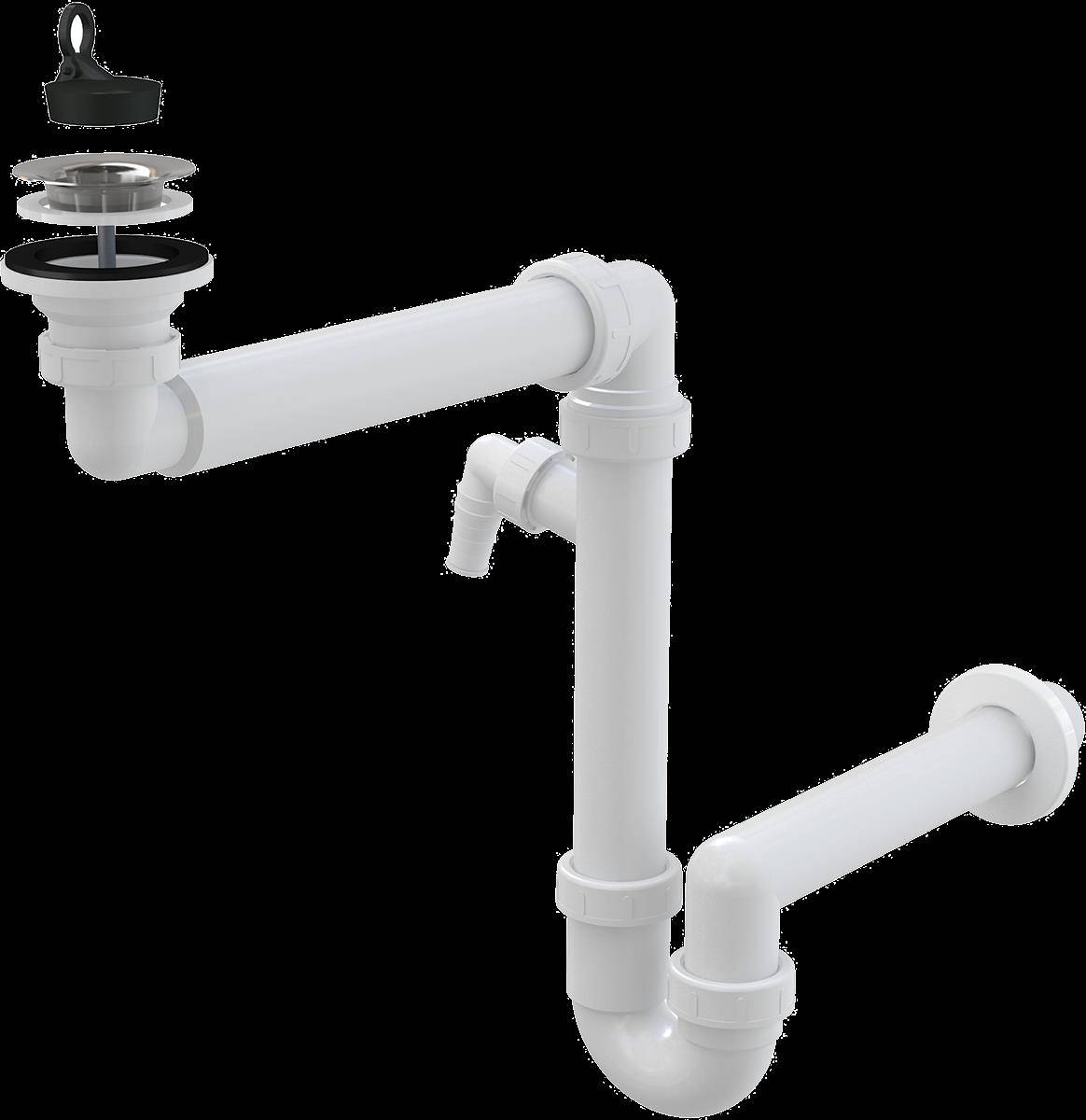 Alcadrain Raumsparsiphon DN40 für die Waschbecken DN63 mit Geräteanschluss