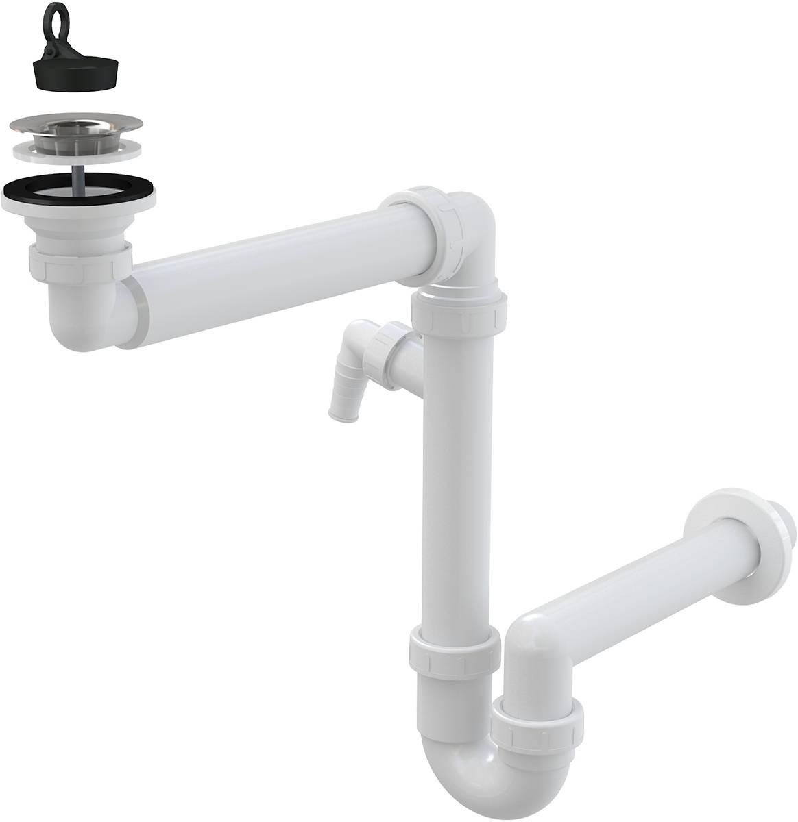 Alcadrain Raumsparsiphon DN40 für die Waschbecken DN63 mit Geräteanschluss